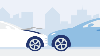 車に衝突しているイラスト