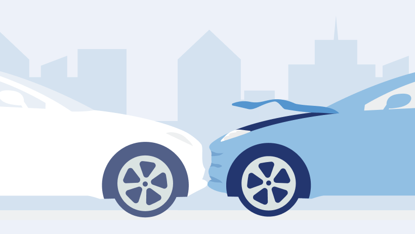 車同士でぶつかっているイラスト
