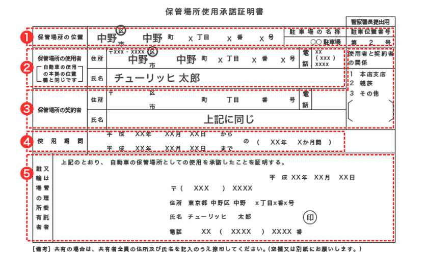 【賃貸物件・借りた土地で車を保管】保管場所使用承諾証明書の書き方