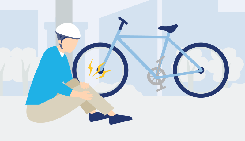 自転車運転中にケガをしたイラスト