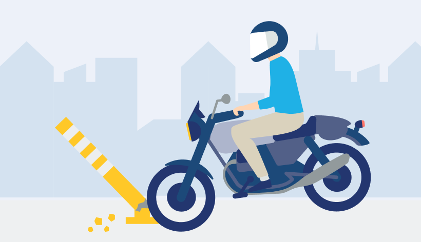 ポールに衝突するイラスト